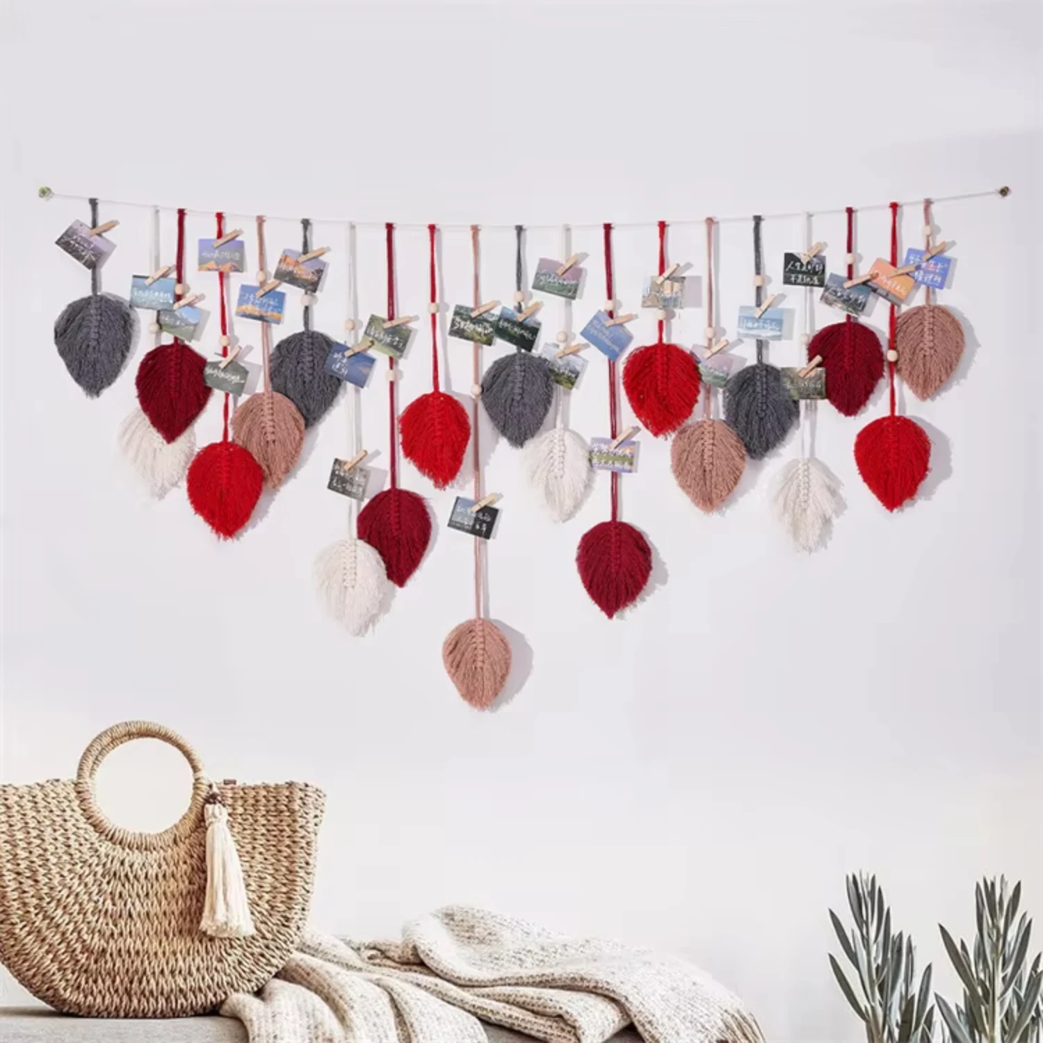 Decor Macrame leaves Wall Hanging Decor with photo clip