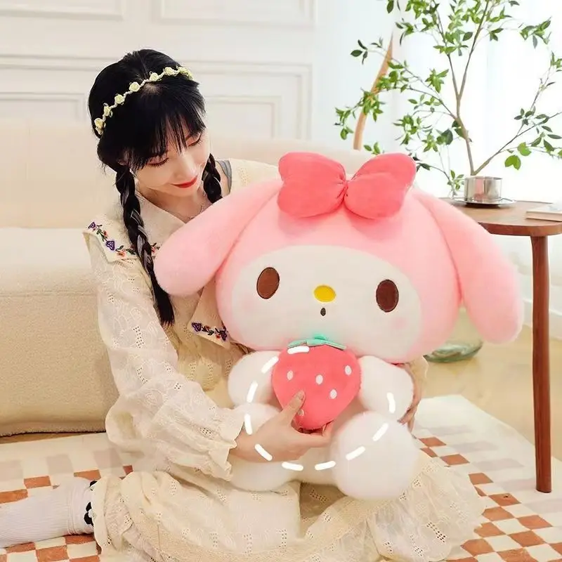 Muñeco de peluche Kawaii Sanrio Kuromi My Melody Strawberry, Animal de dibujos animados, almohada de algodón Pp, regalos de cumpleaños, 25 cm, 50 cm, 60cm