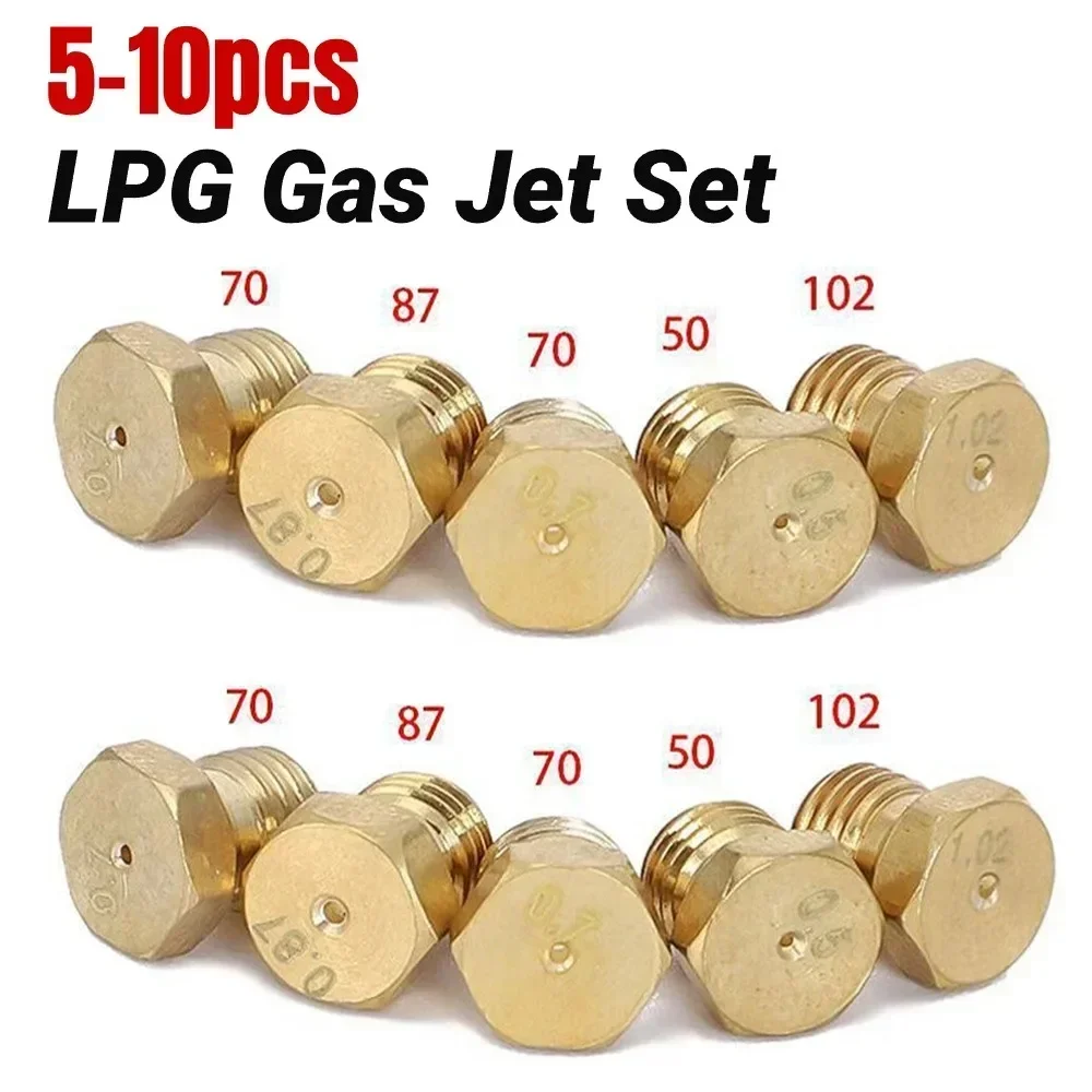 5/10 Pcs Burner Gas Hob LPG Conversion Kits Jets Nozzles Propane Injectors New For 50 70 87 102 Gas Stove Brass Nozzle