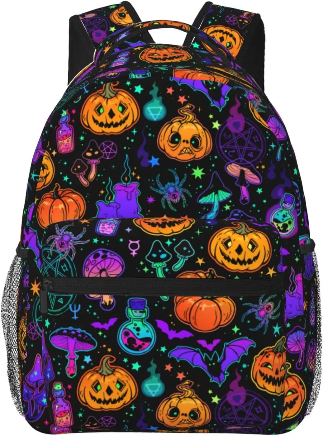 Zucche di Halloween ed elementi magici zaino per Laptop leggero per donna uomo College Bookbag borsa da viaggio Casual Daypack