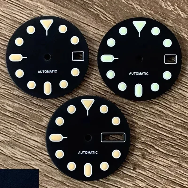 Cadran NH35 C3 vert lumineux 28.5mm, cadran simple/Double calendrier adapté pour NH35 NH36 4R36, mouvement automatique SKX007, cadrans de montre, nouveau