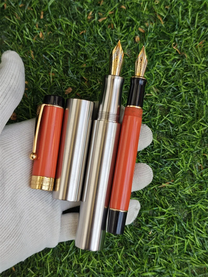 

Luxury Wingsung NO.9 F/M/B Nib Huge Large Titanium Alloy Ink Converter Fountain Pen Leadership Business Writing Office Gift