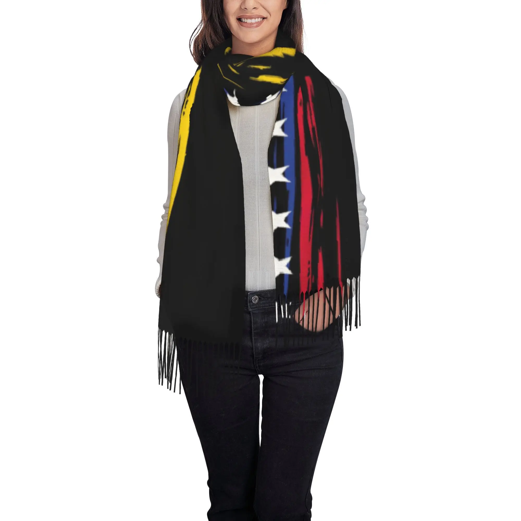 Venezuela Varsity World Flag Winter Tassel Scarf Shawl Soft Lightweight Warm Accessory for Outdoor Daily Wear Classic Fashion