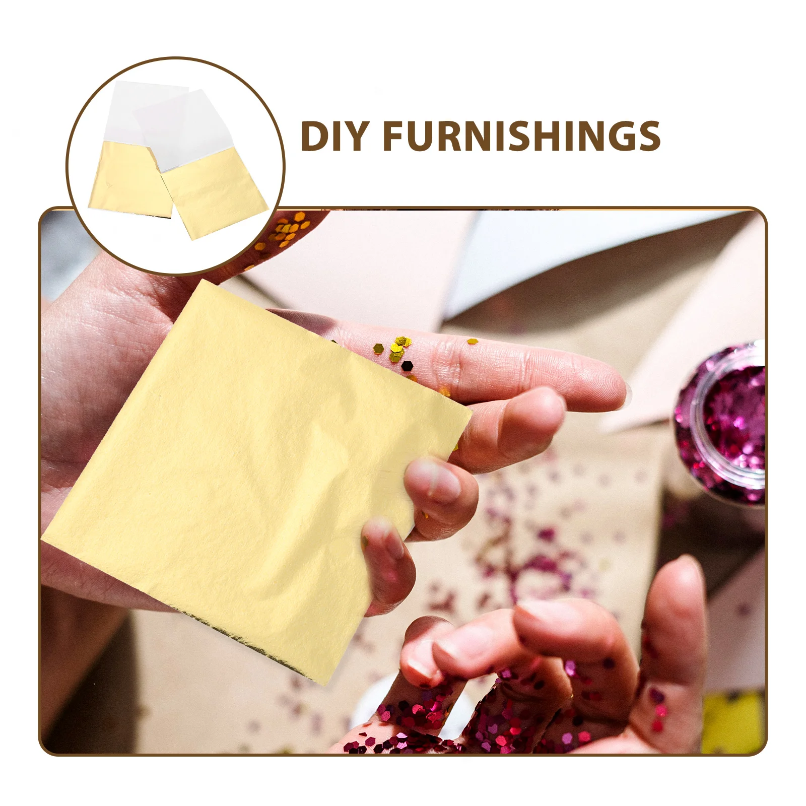 

200 Decorative Foil Metal Paper Craft Yellow Imitation Sheets Gold Flakes Foil Sheets Christmas New Year