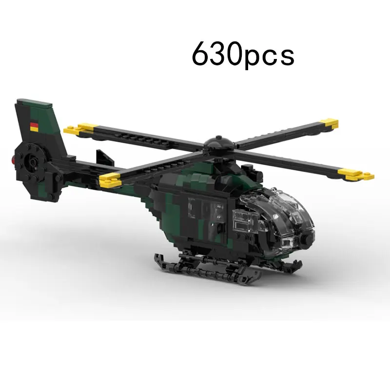 MOC 630pcs Small Particle Assembly Building Blocks Jungle Camouflage Helicopter Model Toy Ornament Gift