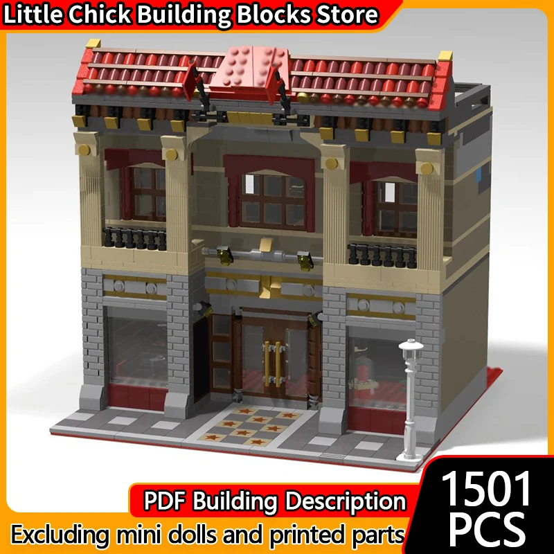 Model Street View MOC Klocki Architektura Galeria Sztuki Technologia Modularna Prezenty Świąteczne dla Dzieci Zabawki do Składania Zestaw