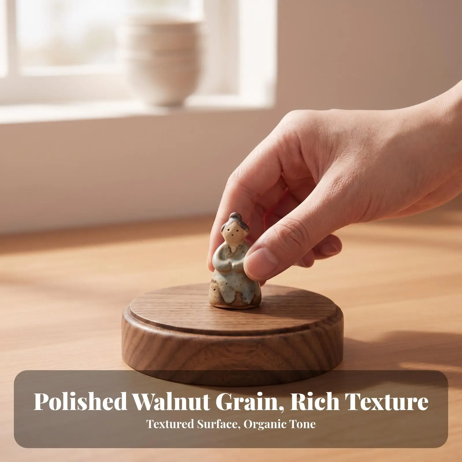 Round Display Stand Premium Presentation Base Wooden Riser Modern for Collectors, Tabletop, Photography Setups