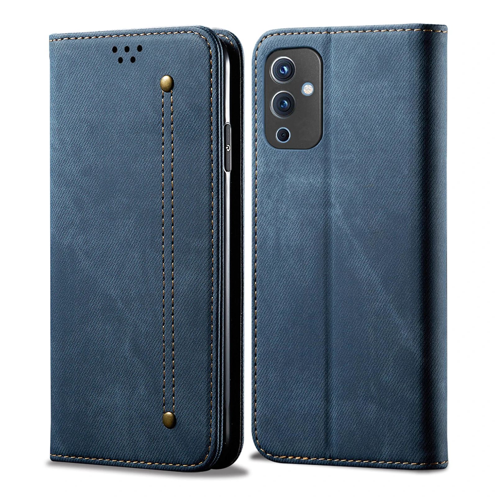 

Flip denim leather card slot wallet Back Cover For OnePlus 9 6.55 inch Magnetic closed Fall prevention Phone Case For OnePlus9