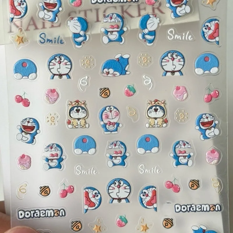Doraemon Nail Stickers Cute Cartoon Relief Three-dimensional Phone Case Diy Sticker Fashion Water Cup Pen Holder Nail Stickers view 3
