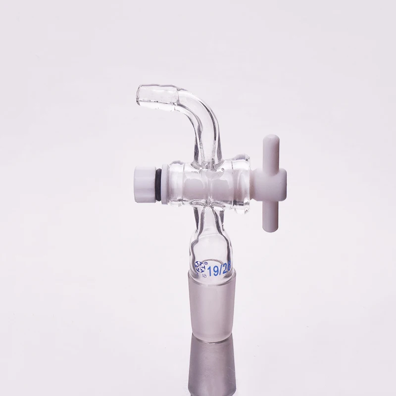 

Curved suction connector,PTFE valve 19/26,Joint with PTFE stopcock standard ground mouth,Curved connector with piston