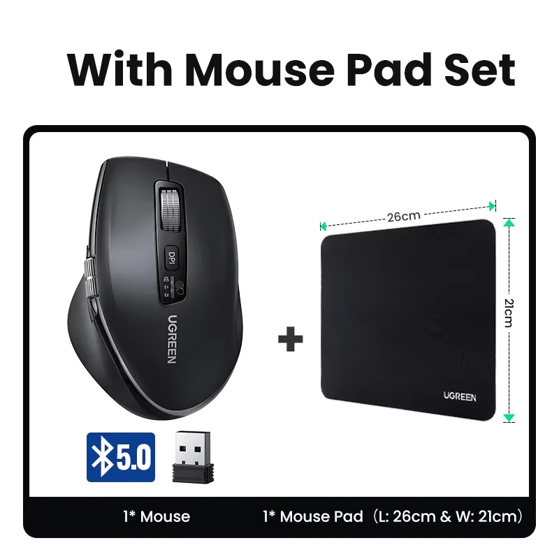Ugreen Hyper-Snelle Scroll Draadloze Muis Bluetooth 5.4 2.4G Ergonomische 5000Dpi Voor Macbook Tablet Laptops Computer Pc Muizen - afbeelding 1
