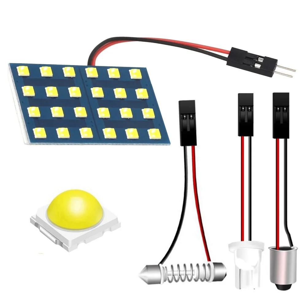 2 Set Super Bright LED Panel Bulbs Car Free Interior Reading Lamps Auto Roof Light With T10 W5W BA9S C5W Festoon 3 Adapters Base