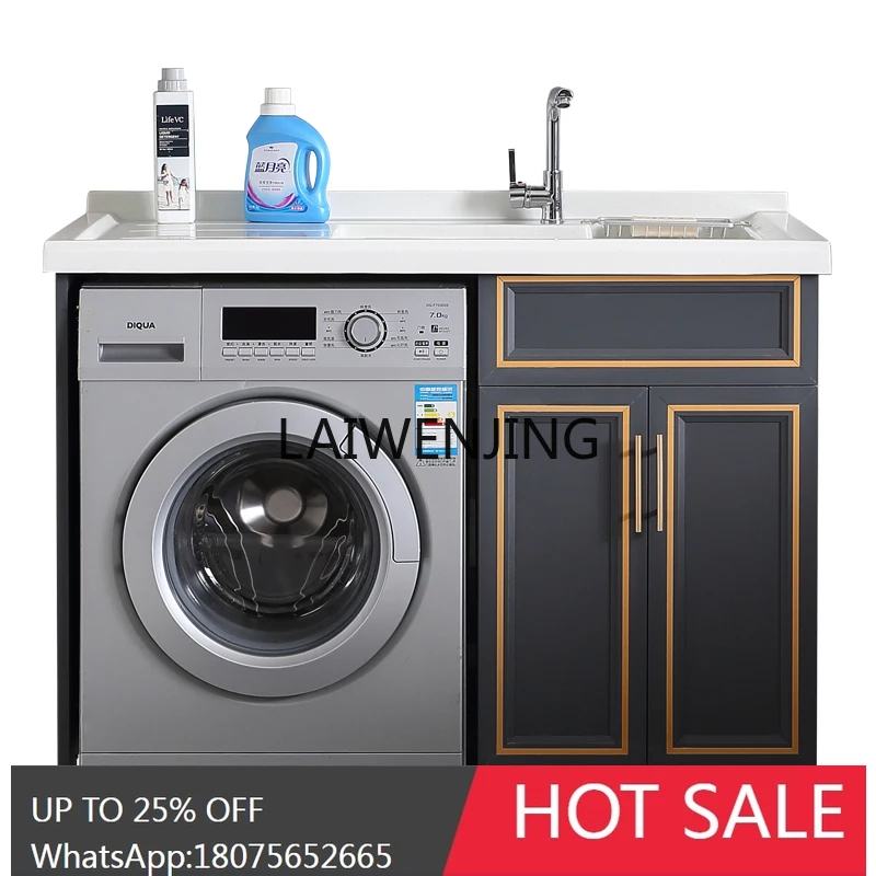 

washing machine balcony basin integrated cabinet combination with rubbing board and aluminum cabinet customization