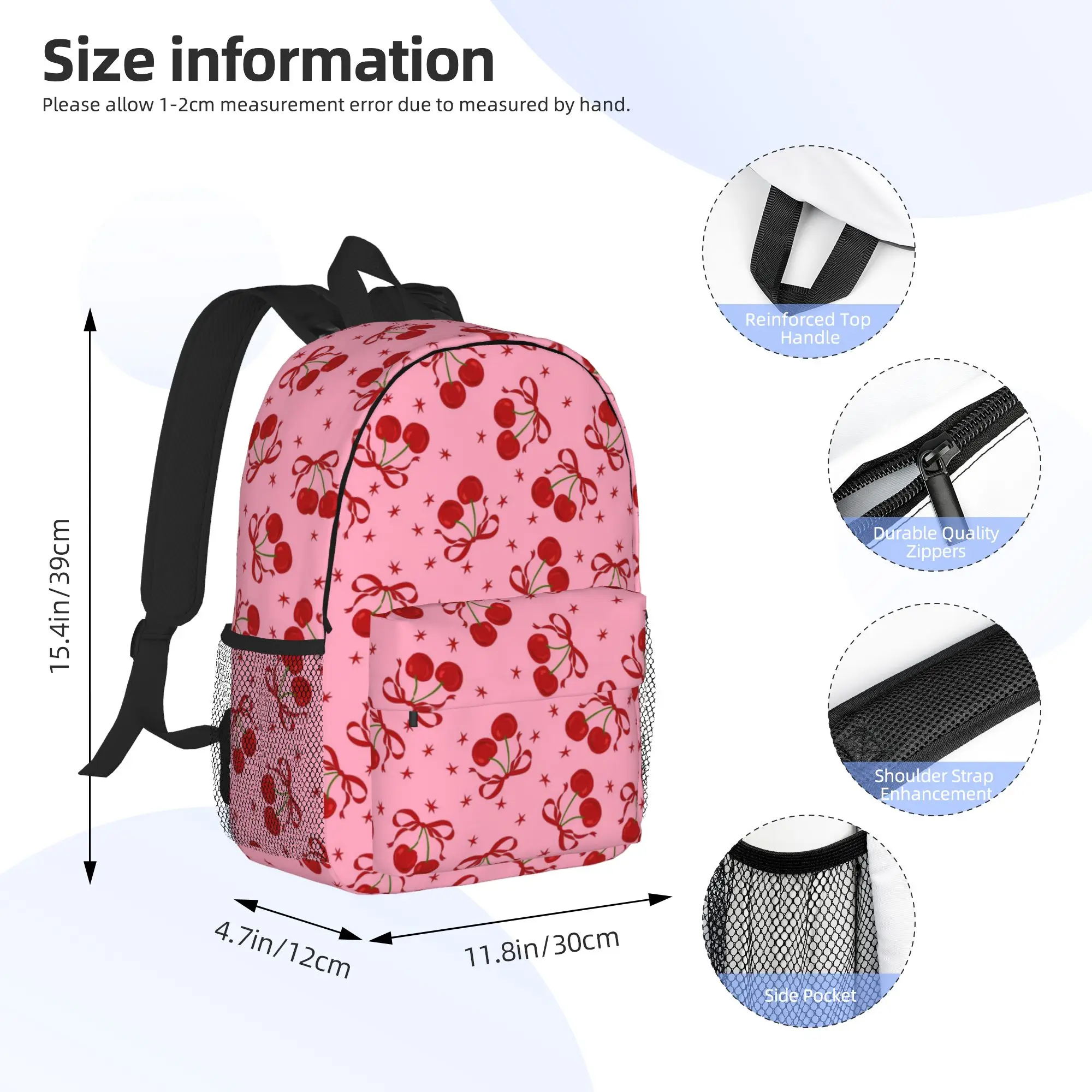 Cherry Backpack Hot Sale Daypack Large Capacity Boys Girls BookBag Shoulder Bags for Men Women School Bag