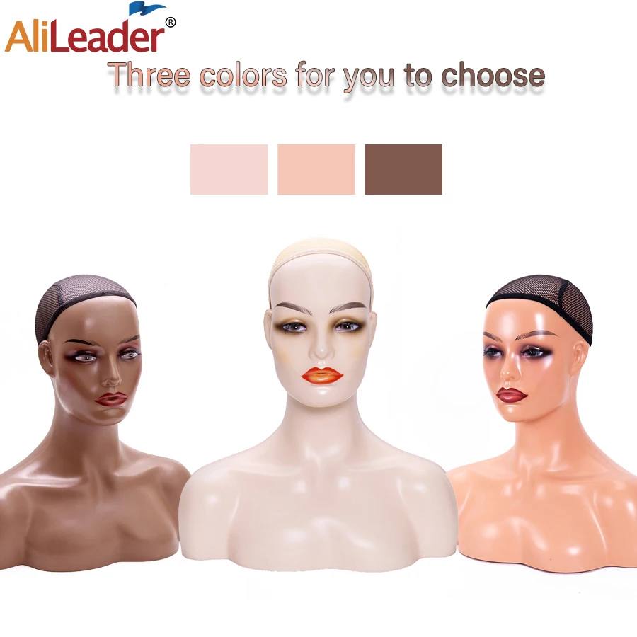 رأس عارضة أزياء أنثى واقعية مع كتف رأس مانيكين تمثال نصفي لرأس شعر مستعار لصنع عرض الشعر المستعار وتصفيفه وأقراط القلادة #3