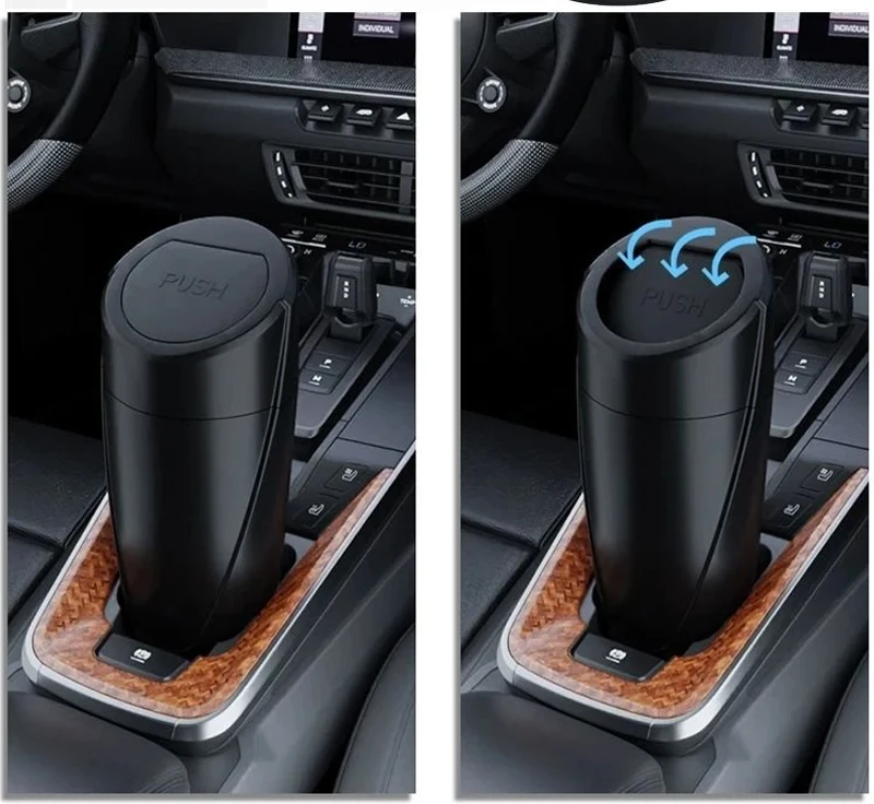 Schwarzer Autotür-Aufbewahrungs-Mülleimer, einfacher und tragbarer Mini-Auto-Mülleimer, Aufbewahrungseimer mit Deckel, Push-Pull, multifunktional – Detail 4