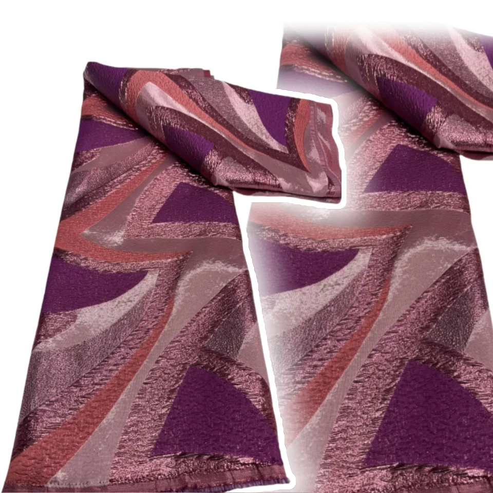 

African Jacquard Brocade Luxury Fabric High Quality Floral Organza Tulle Mesh Gilding Lace French Net Brocard Tissu 5Yard AH1156