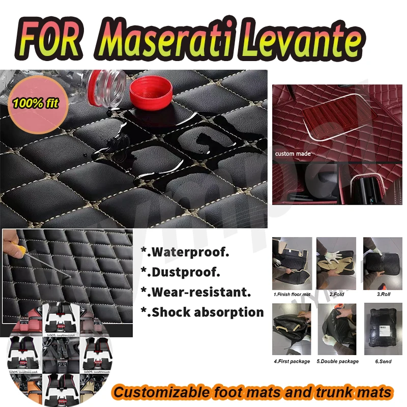 

LUXURY Custom Automotive Car Floor Mats For Maserati Levante 2016 2017 2018 2019 Auto Luxury Leather