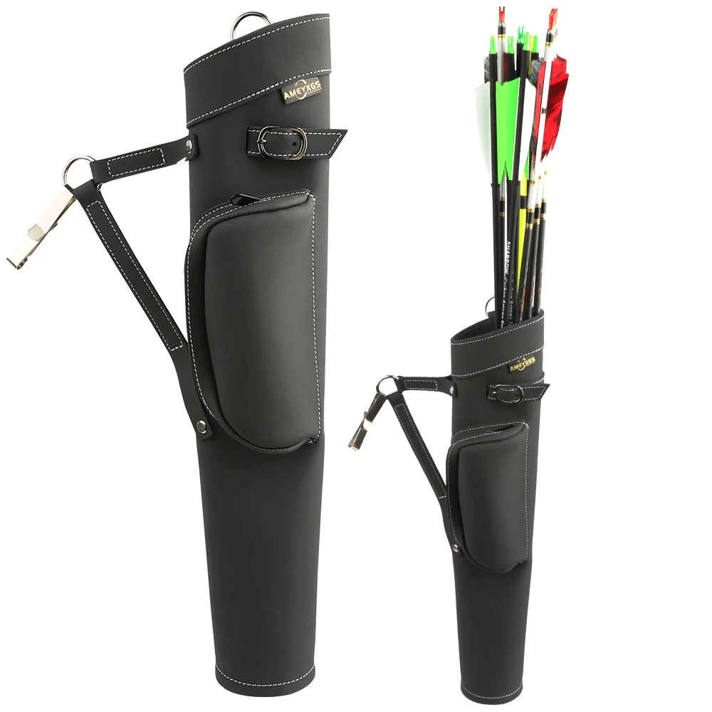 

Arrow Quiver Leather Archery Arrow Bag Large Capacity Shoulder/Waist Carry Bow Hunting Shooting Target Arrow Holder Storage Acc