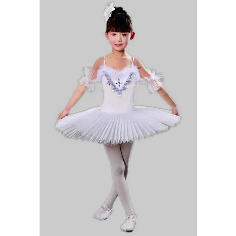 White Children's Ballet Tutu Dance Dress Costumes Girls Swan Lake Ballet Costumes Kids Stage Wear Ballroom Dancing Dress Outfits