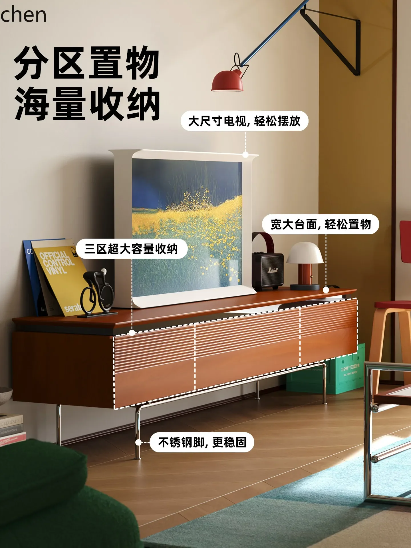 HYS TV Cabinet Solid Wood TV Cabinet Home Retro Wall Cabinet Set