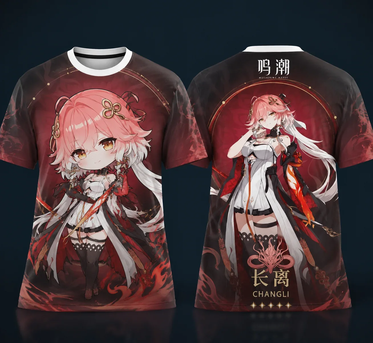 Game Tops Wuthering Waves Changli Yangyang Suoming Carlotta 3D Print T‑Shirts Streetwear Short Sleev for Men Women Anime Tshirt