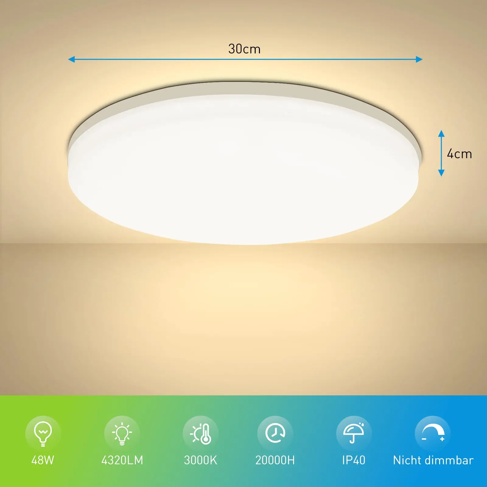 Plafonnier LED rond au design moderne, luminaire décoratif de plafond, idéal pour une chambre à coucher, 48/36/24/18W