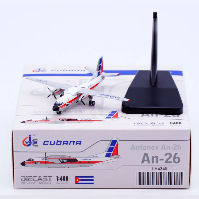 

LH4345 Alloy Collectible Plane Gift JC Wings 1:400 Cubana Antonov AN-26 Diecast Aircraft Model CU-T1425 With Stand