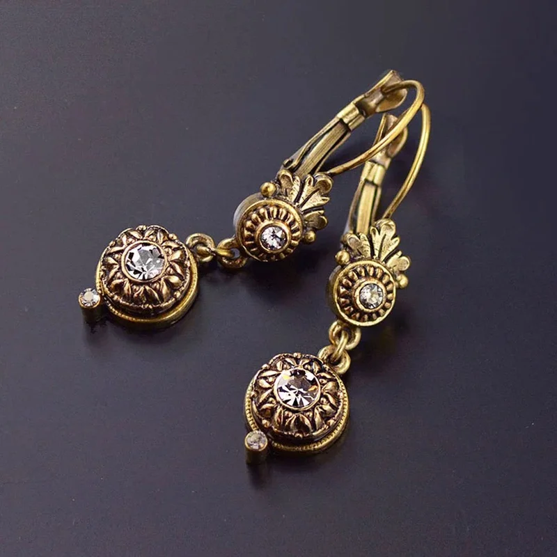 Pendientes largos con colgante de perla de imitación redonda para mujer, aleación bohemia Retro, regalos decorativos únicos, joyería de fiesta