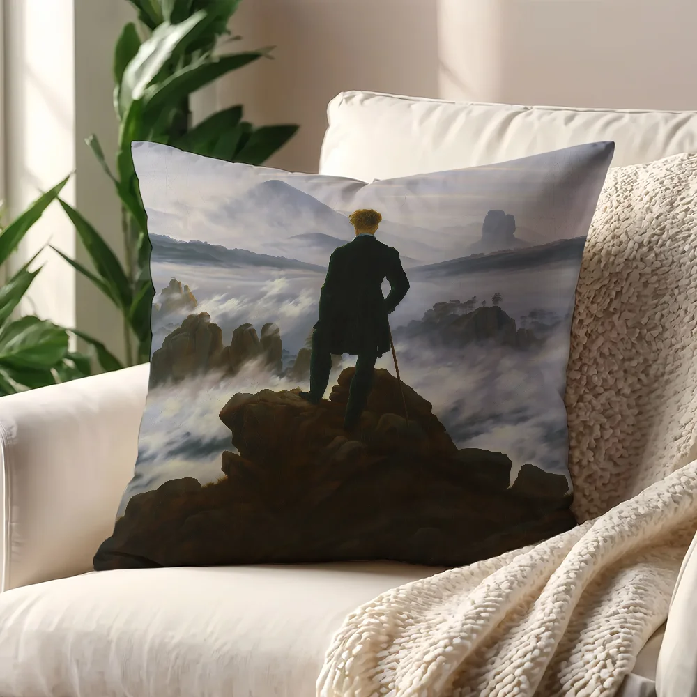 C-Caspar David Friedrich cushion cover For Pillow Printing Sofa Decoration Home Car Room Coffee Shop Office Nordic Simplicity