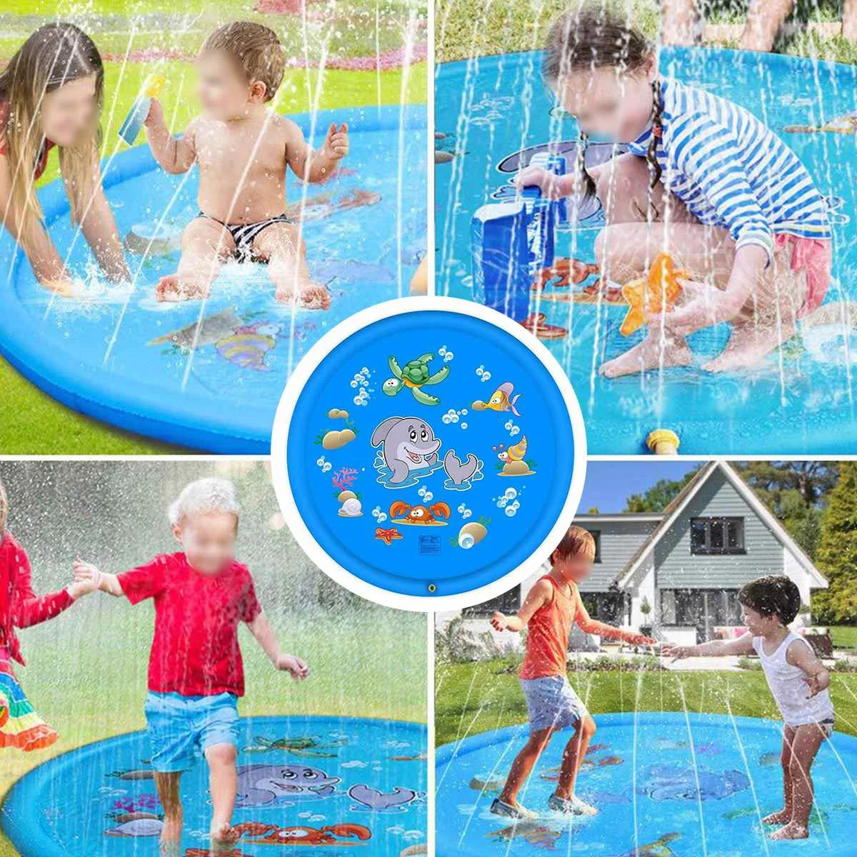 170 CM Children Water Play Mat Summer Beach Inflatable Water Spray Pad Lawn Swimming Pool Mat Outdoor Game Toy Kids Toys