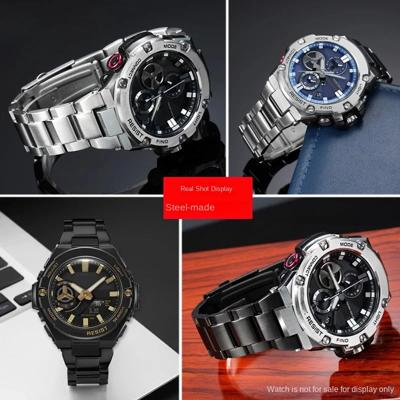 GST-B100 حزام ساعة من الفولاذ المقاوم للصدأ لسوار ساعة كاسيو جي شوك GST-210/W120L/S130L/S310 GST-W300 GST-400G S100D/S110D