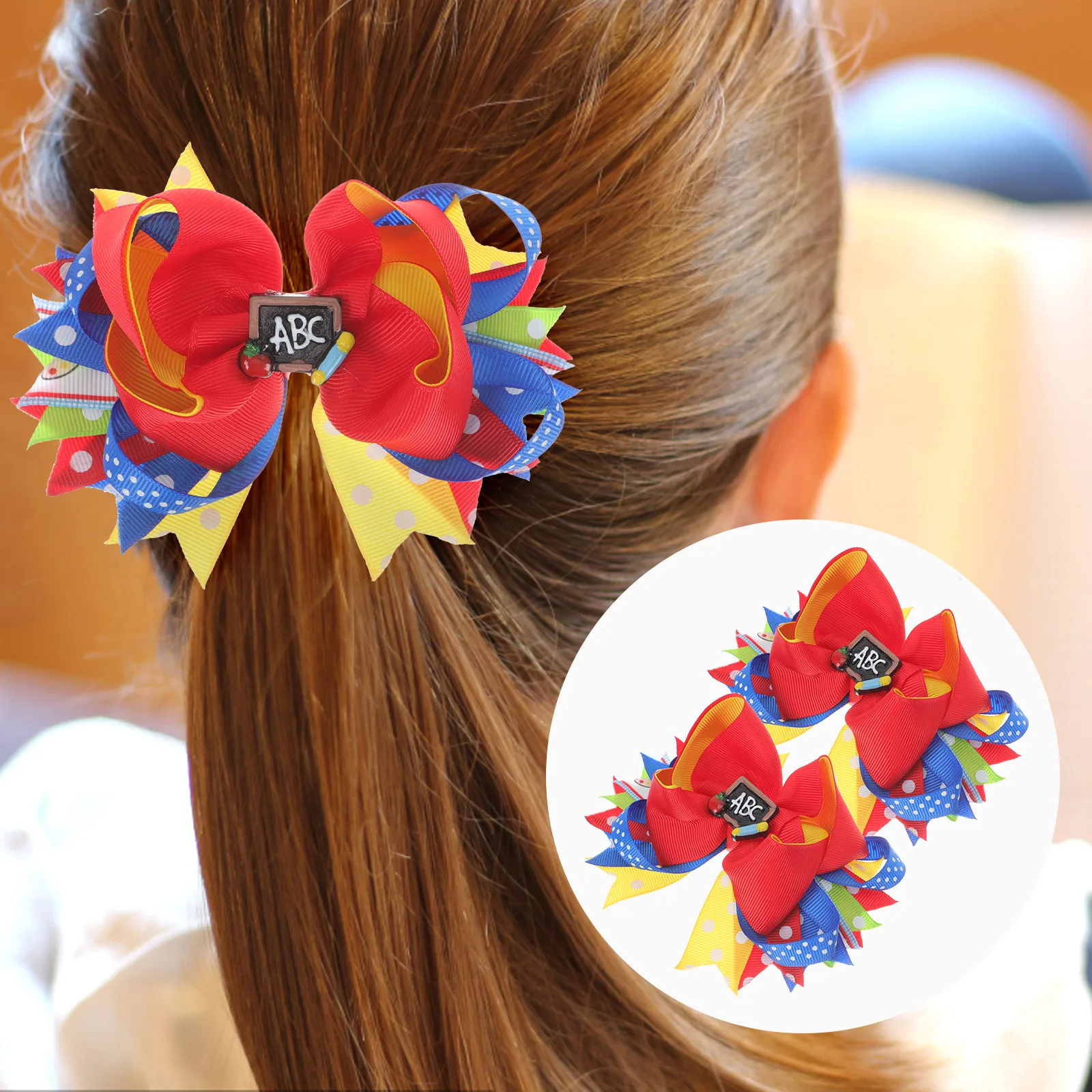 2pcs Bow Hair Bow Clip Clips Acrylic Girl Accessories Kids Toddler Baby Girls School Party Wedding Hairpin Bows