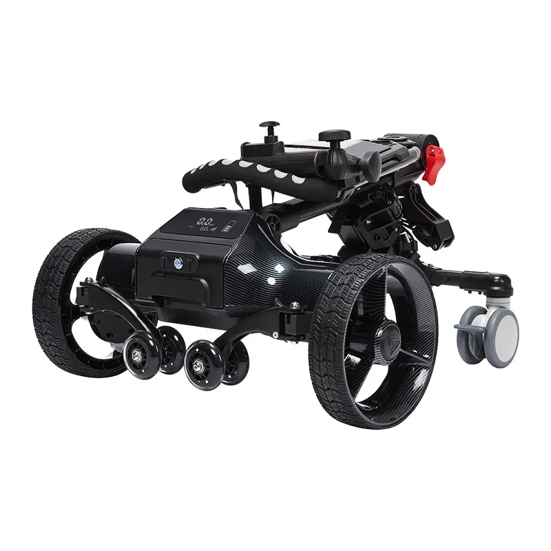 Four-wheel double-drive electric trolley foldable intelligent follow aluminum alloy trolley equipment