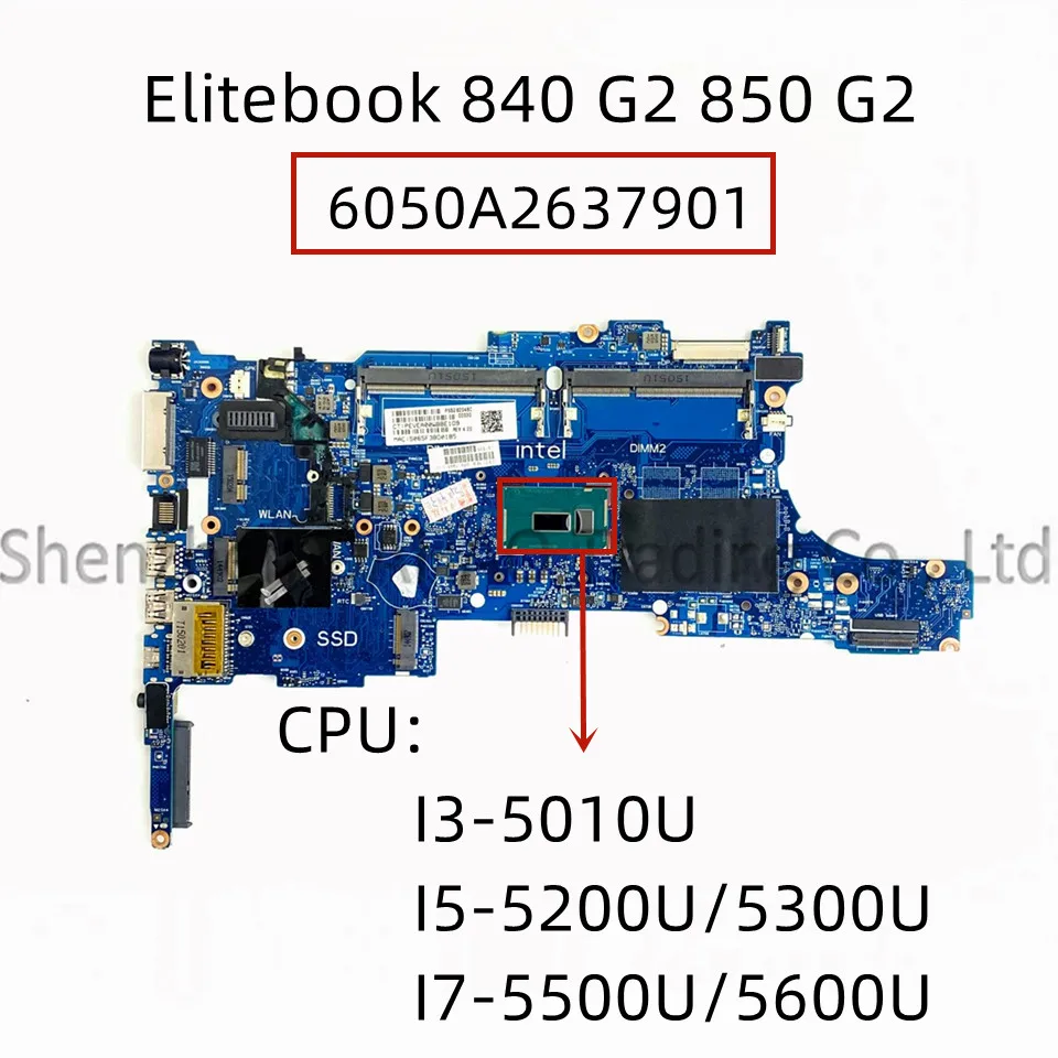 For HP Elitebook 840 G2 850 G2 Laptop Motherboard With I5-5200U/5300U I7-5600U CPU 6050A2637901 799510-001 799510-501 799513-601