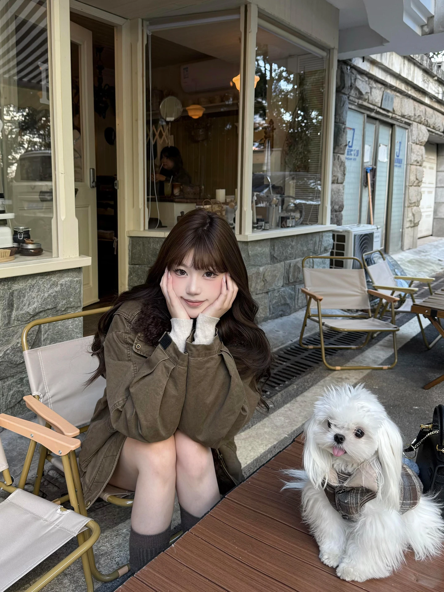 Retro marrom gola de pele parka solto preguiçoso versátil casaco de couro ort inverno novo design casual feminino outerwear casaco ort