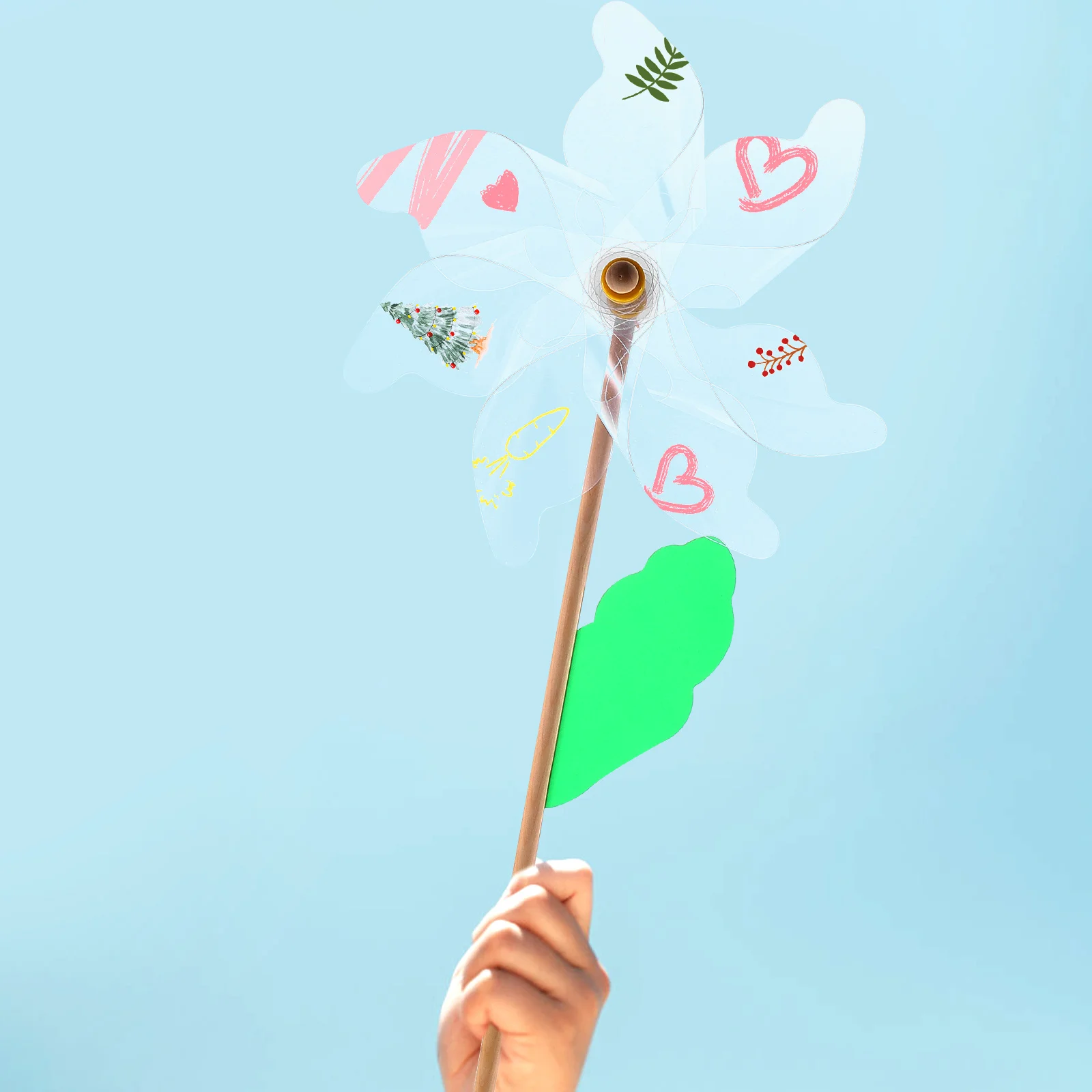 

Transparent PVC Windmill 30cm DIY Set Unfinished Blank Pinwheel for Kids Painting Craft Toy Outdoor Activity Pinwheel Making Kit