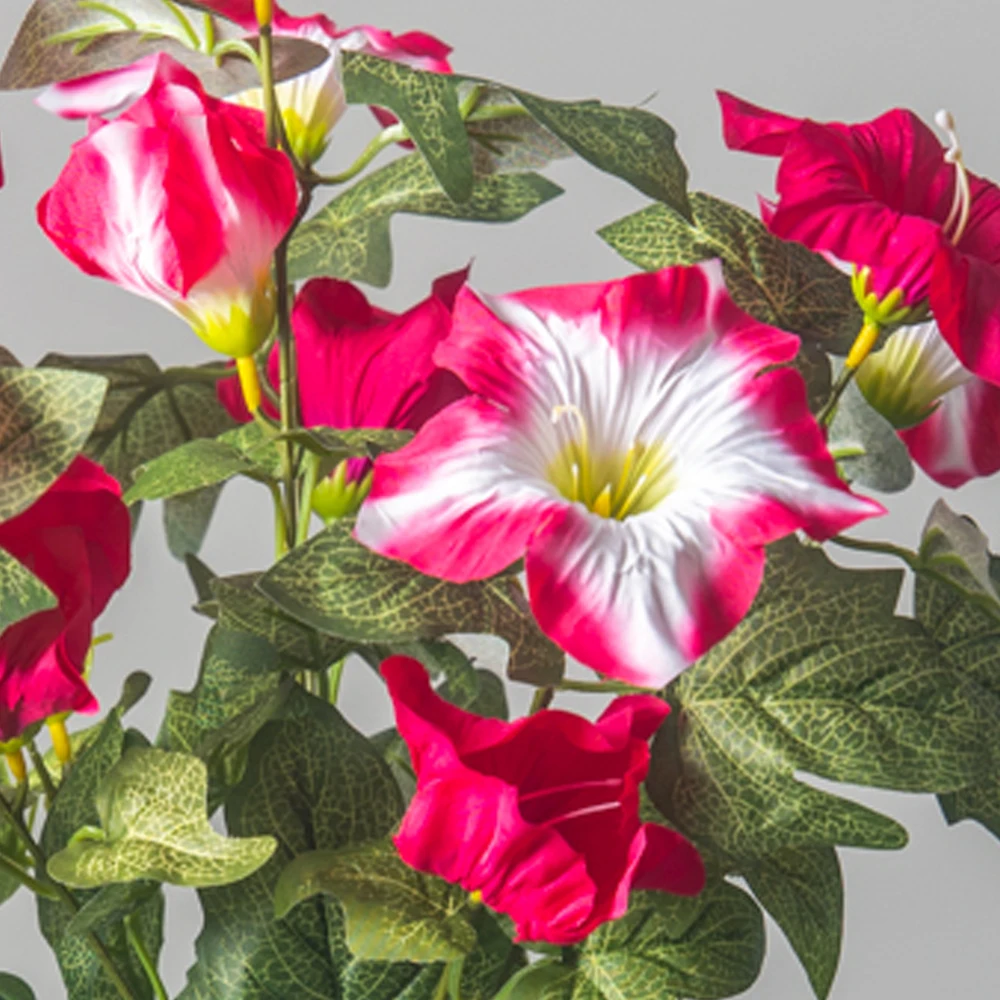 40-48cm Künstliche Blumenranken, künstliche Petunienblüten, Seiden-Begonienblätter, Hängepflanze für die Heimdekoration – Detail 16