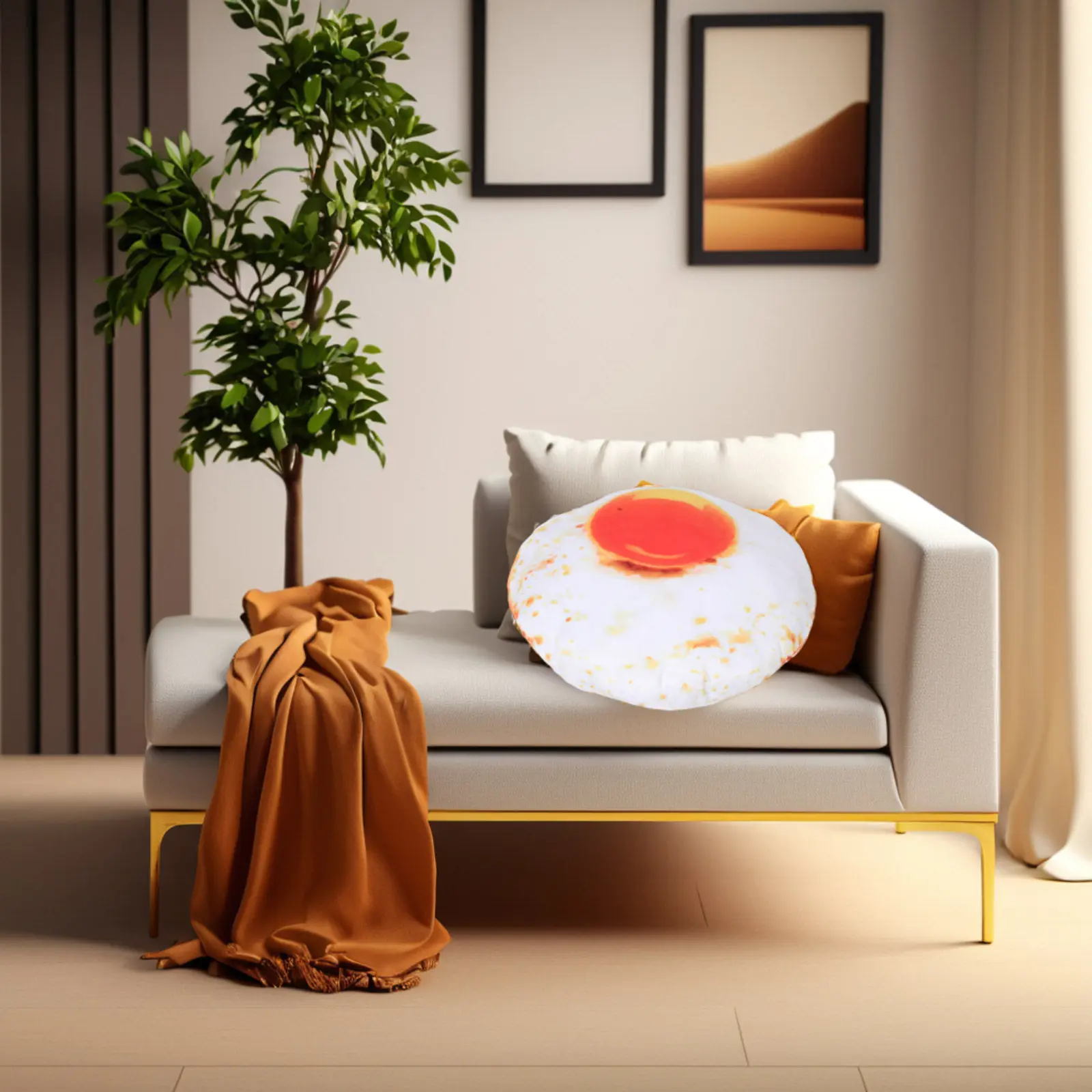

Fried Egg Pillow Realistic Food Design Cushion for Sofa Living Room Office Decor Fun Creative Egg Shaped Pillow for Home Comfort