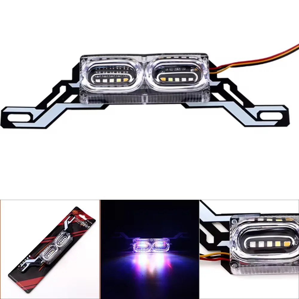 

Motorcycle Flow RGB Colorful LED Strobe Brake License Plate Light 10 LED Flash Stop Light Car Police Warning Lamp Day Tail Light