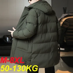 Jaqueta de carga acolchoada quente casual masculina, Parkas grossas, casacos masculinos, casacos longos para quebra-vento, 7XL, 6XL, inverno, plus size