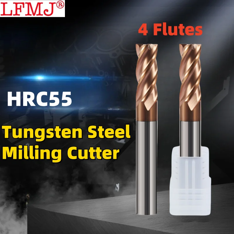 

1PCS Φ1-20mm 4Flutes HRC55 CNC Carbide Tungsten Steel Milling Cutter Metal Steel Machining Tool Face Square Router Flat End Mill