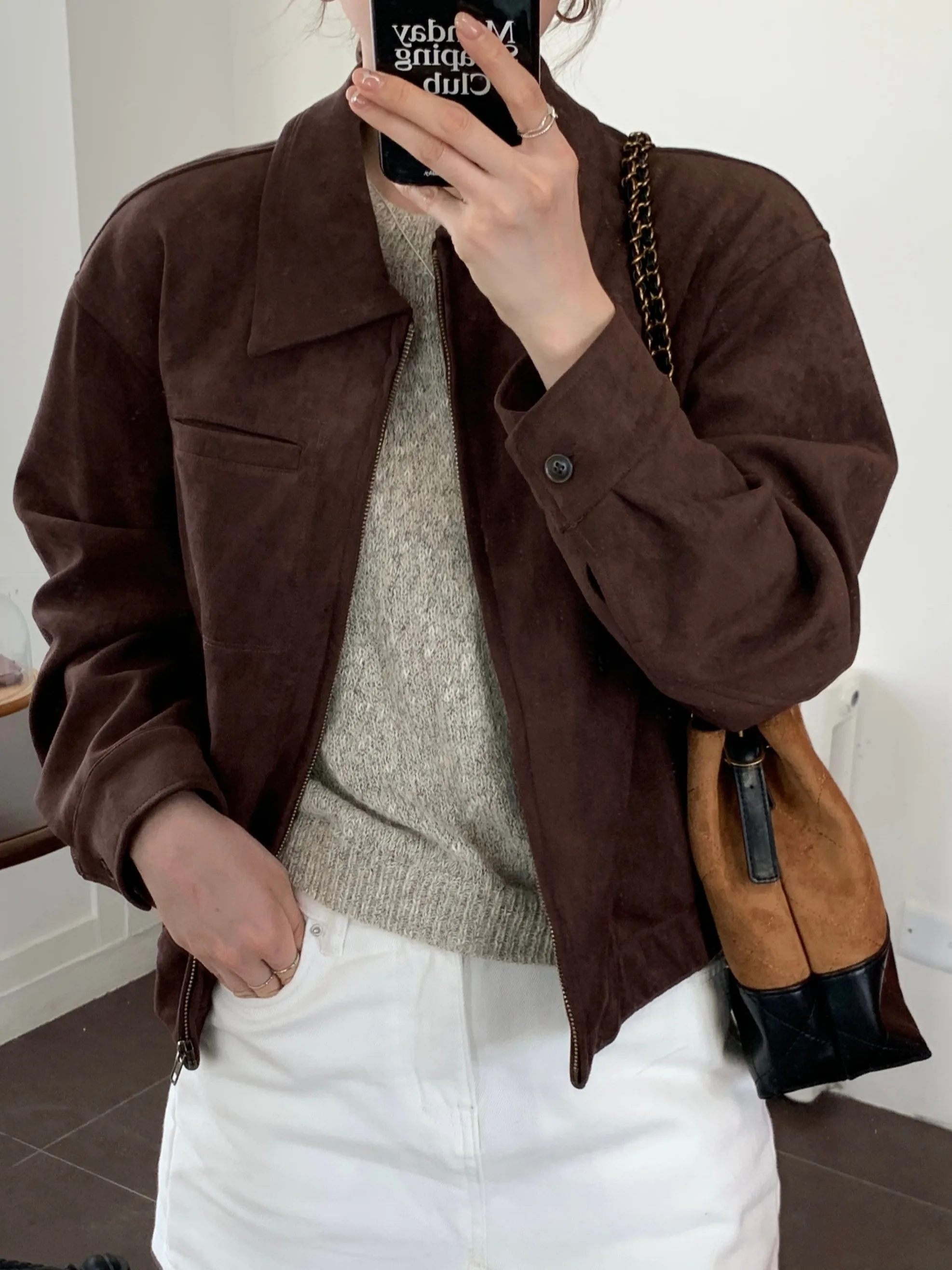 Korean Style Loose Suede Jacket Women's Autumn Winter Fashionable Long Sleeve Top High Quality Elegant Spirit New Arrival
