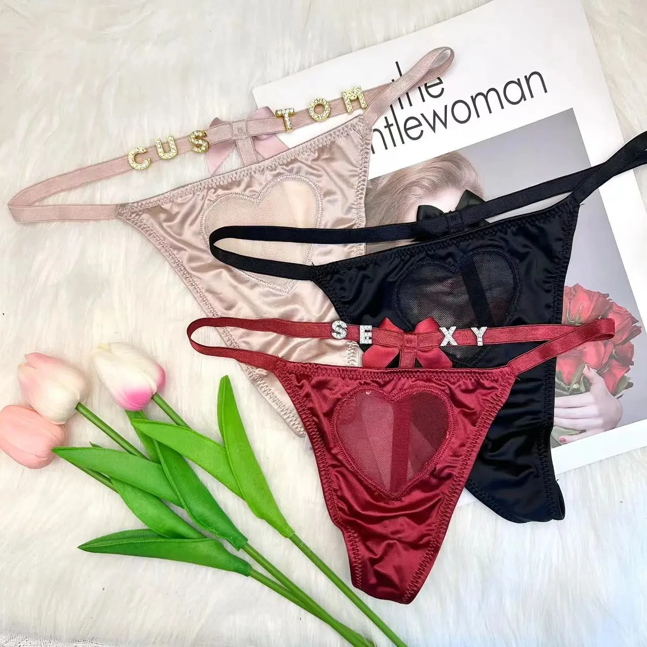 Custom Name Thong Custom Thong With Named DIY Letter Lingerie Personalized V-String Tanga Sexy Bikini For Female Gift