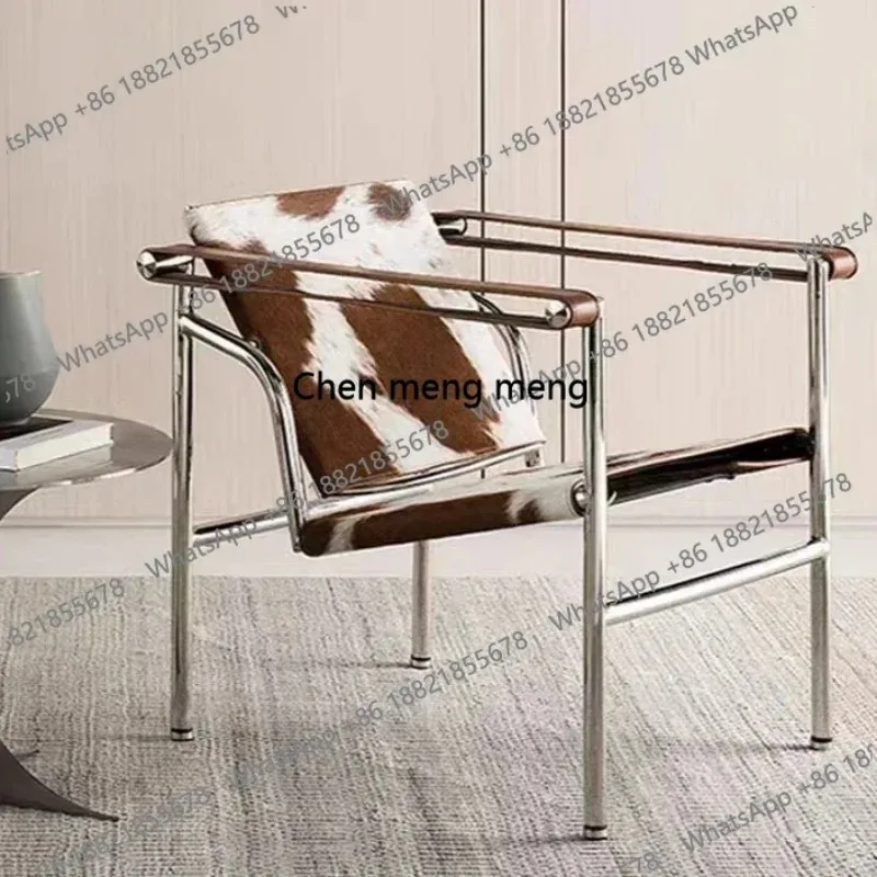 

Basculant Lounge Chair Vintage Modern Bauhaus Steel Frame Recliner Minimalist Small Accent Chair black chair Living Room Classic