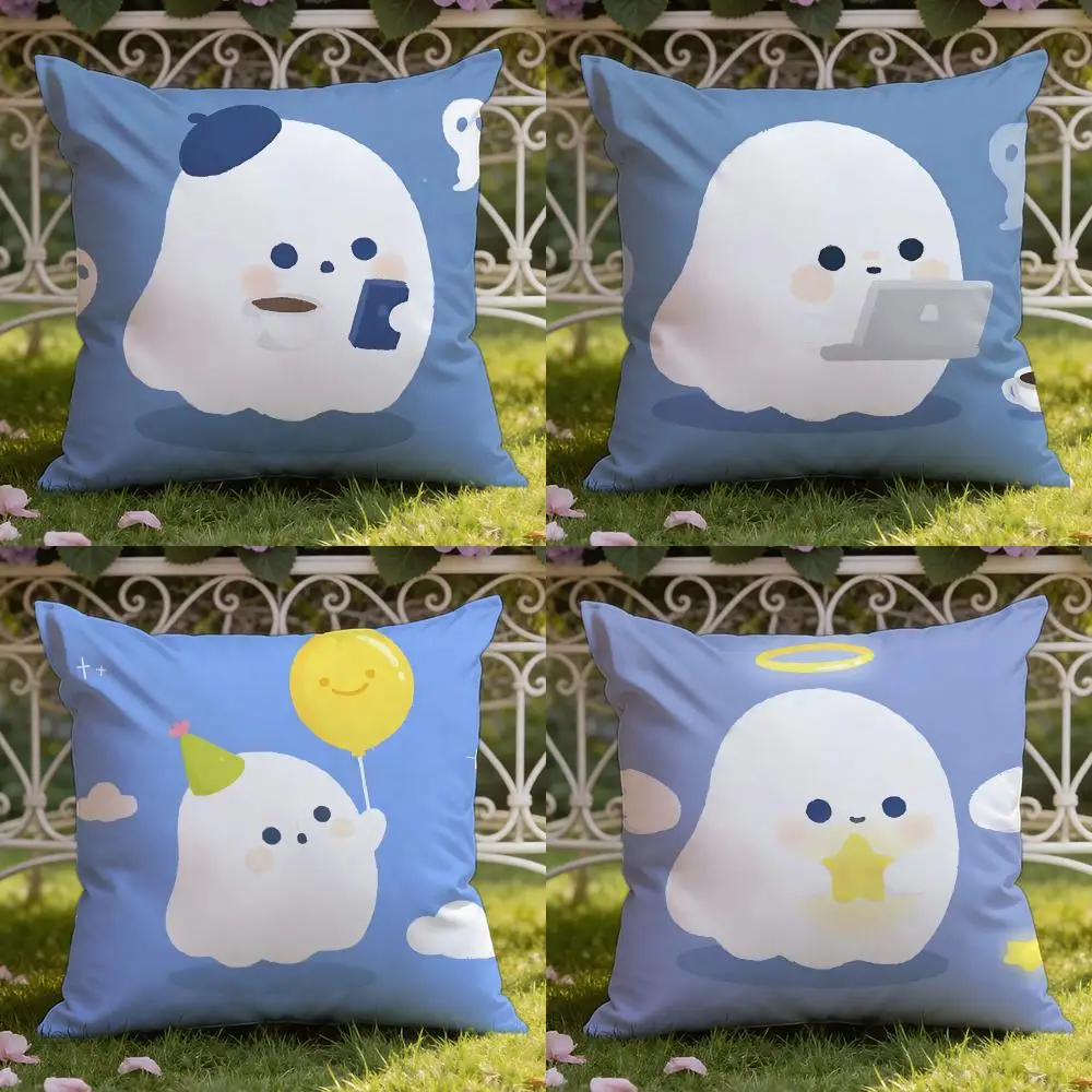 Character cute ghost Cushion Cover Home & Car Dual-Scene Pillow Cover: Reversible for Premium Comfort