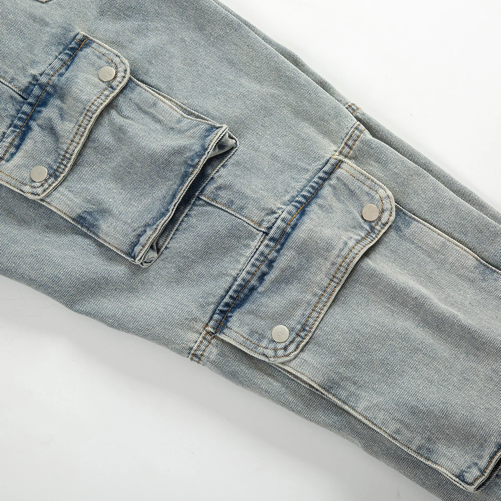 الشارع الشهير المتعثرة التصحيح جيوب البضائع الدنيم الجينز ملابس للرجال الهيب هوب الشارع نمط عادية الدينيم مضيئة روك إحياء الجينز #5