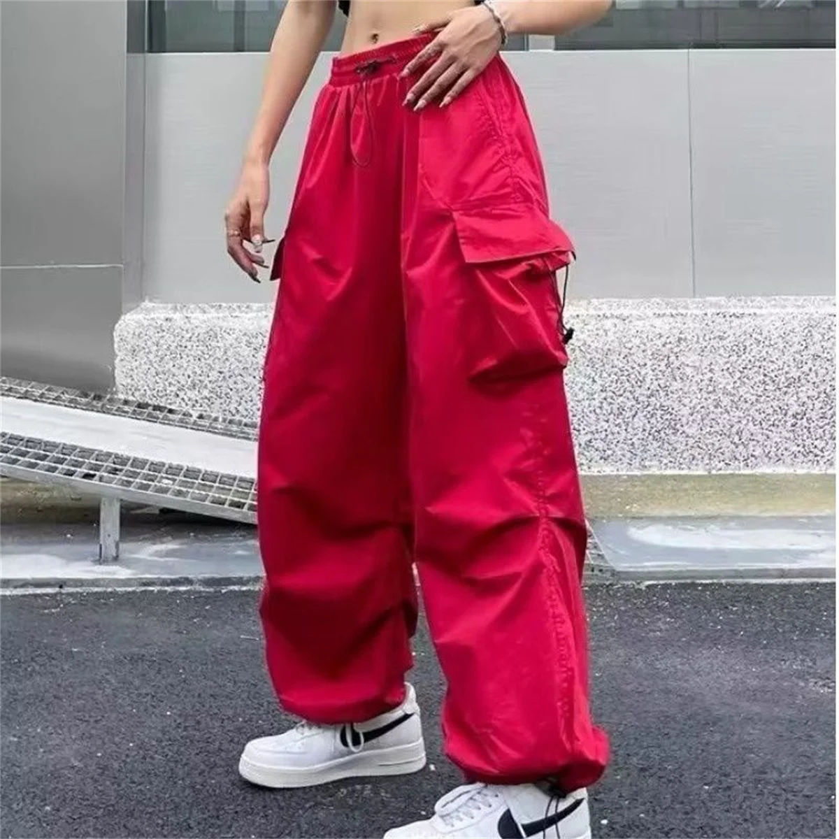 Pantalones Cargo Y2k con bolsillos de Hip Hop para mujer, ropa informal suelta de cintura alta, pantalones tácticos holgados, pantalones de baile de Hip Hop a la moda para mujer