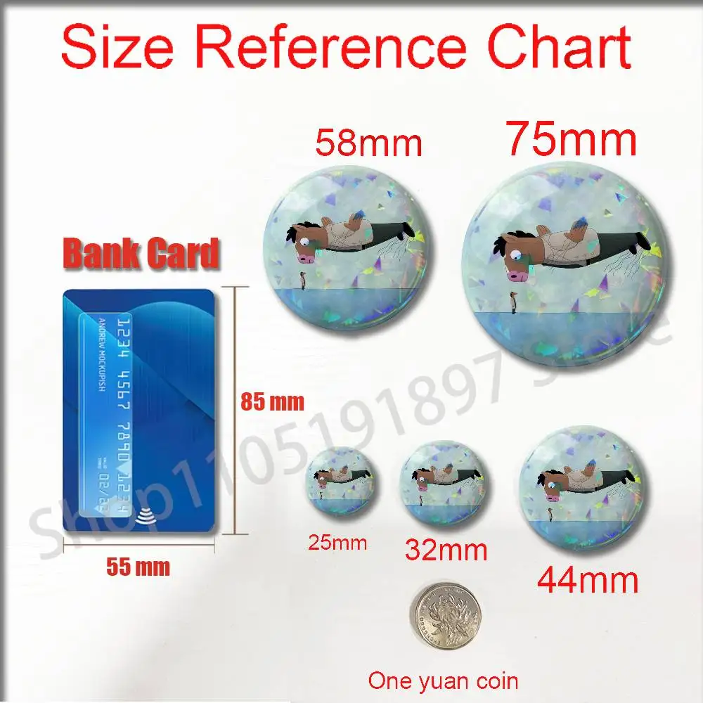 B-BoJack H-Horseman Badge For 75mm 25mm 32mm 44mm 58mm Round Pin Brooch Insignia Cover Hat Cap