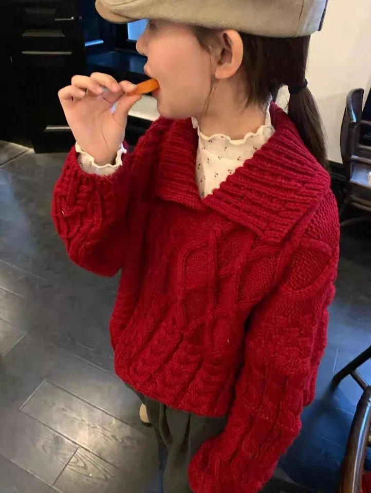 

Корейский вязаный свитер для женщин, новая зимняя модная модель с отложным воротником, теплый повседневный трикотаж с рукавами «летучая мышь»